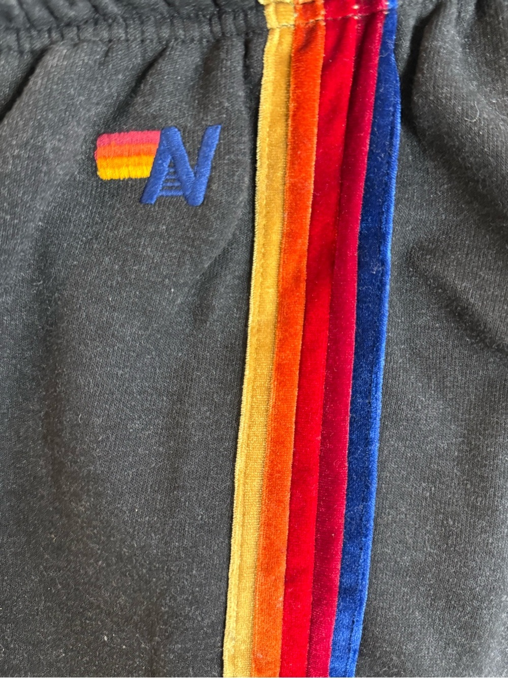 Aviator Nation 5 Stripe Velvet Rainbow Sweatpants Charcoal S - Picture 4 of 7